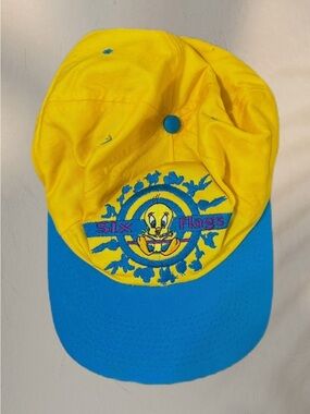 Vintage Six Flags Tweety Bird Snapback Hat Yellow Blue 90s Retro Cap